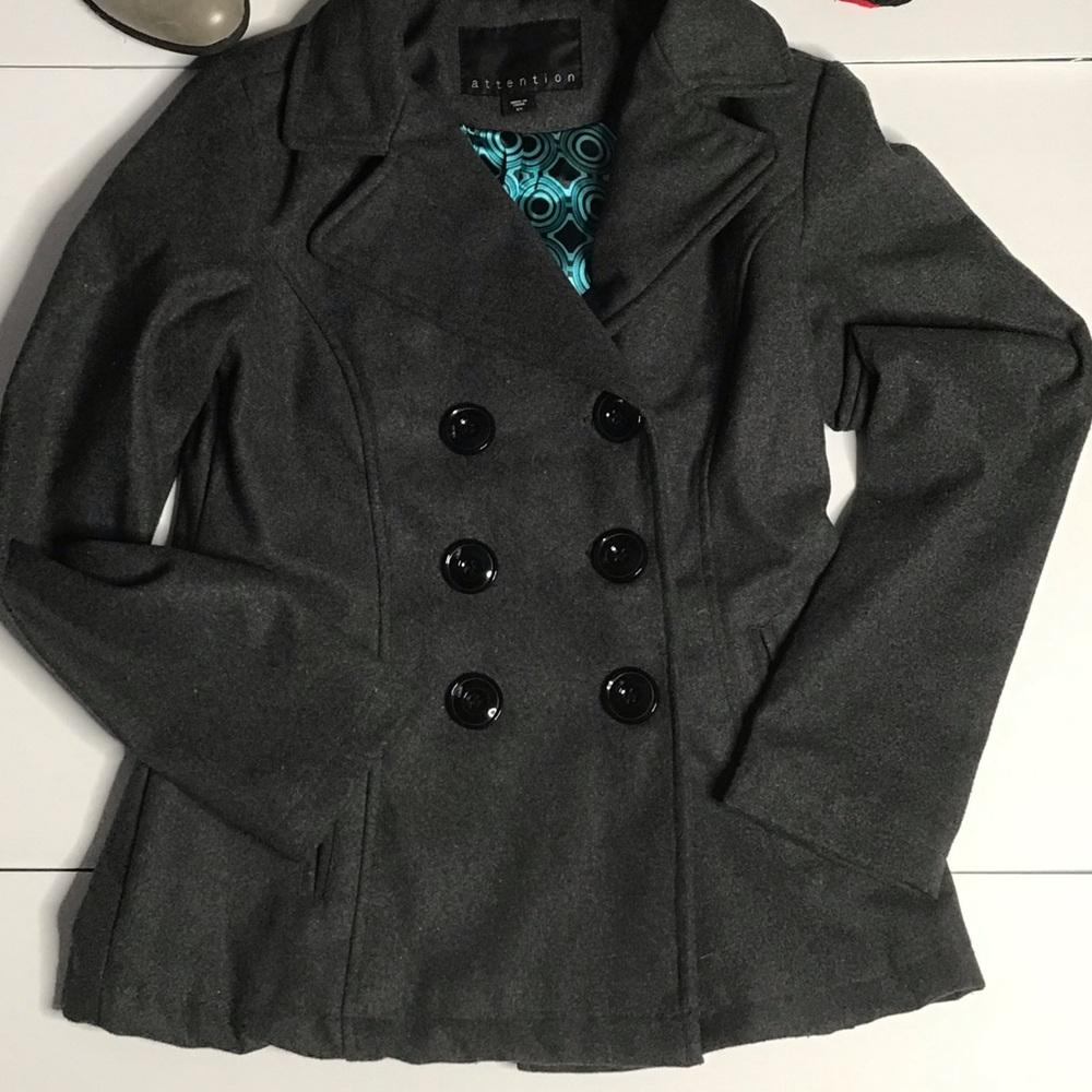 ATTENTION. Pea coat jacket size S. Gray NWOT.